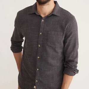 Men's Marine Layer Windowpane Stretch Selvage Shirt in Medium